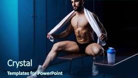  Presentation with locker room - Presentation enhanced with athletic man in the locker background and a navy blue colored foreground