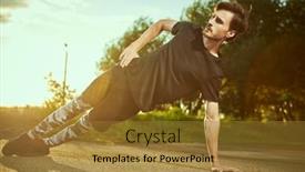  Presentation with hobbies - Slide set featuring athletic-man-is-doing-exercises background and a gold colored foreground