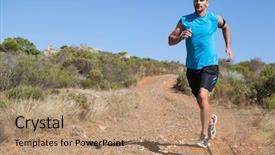  Presentation with trail - Amazing PPT layouts having athletic man jogging on country backdrop and a coral colored foreground