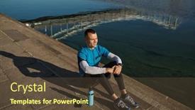  Presentation with runner - Presentation design consisting of athletic-man-runner-sitting-rests background and a tawny brown colored foreground