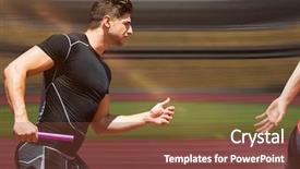  Presentation with athlete track or running track - Beautiful PPT layouts featuring athletic man running a relays backdrop and a  colored foreground