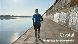  Presentation with running - PPT theme featuring athletic-man-running-and-doing background and a  colored foreground