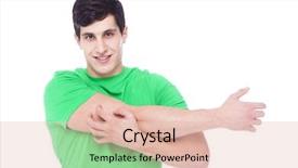  Presentation with professional tennis player athlete man - Presentation with athletic man stretching the arms background and a lemonade colored foreground