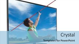  Presentation with running - Cool new presentation with athletic man throwing a javelin backdrop and a light blue colored foreground