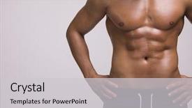  Presentation with brutal strong bodybuilder athletic fitness - Slides featuring athletic man with beautiful torso background and a light gray colored foreground