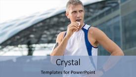  Presentation with bar - Slide set with candy bars - athletic mature man eating bar background and a teal colored foreground