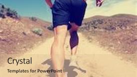  Presentation with pair - Presentation theme featuring athletic pair of legs running or jogging on a path during summer toned with a soft vintage instagram like filter background and a lemonade colored foreground