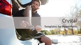  Presentation with runner - Cool new theme with athletic runner preparing in car backdrop and a light gray colored foreground
