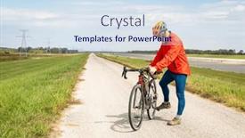  Presentation with touring - Presentation theme with athletic-senior-cyclist background and a sky blue colored foreground