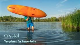  Presentation with kayaking - Slide deck enhanced with athletic-senior-man-is-launching background and a ocean colored foreground