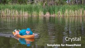  Presentation with kayaking - Presentation design enhanced with athletic-senior-man-is-paddling background and a tawny brown colored foreground