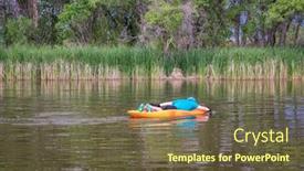 Presentation with kayaking - Slide deck enhanced with athletic-senior-man-is-paddling background and a tawny brown colored foreground