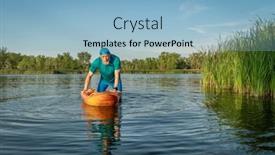  Presentation with kayaking - PPT theme featuring athletic-senior-man-is-paddling background and a light blue colored foreground