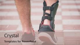  Presentation with ankle - Audience pleasing PPT theme consisting of braces - man in athletic sneakers wearing backdrop and a coral colored foreground