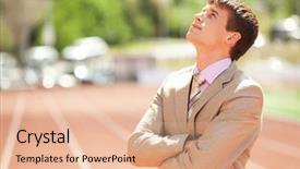  Presentation with race track - Colorful slides enhanced with energy service company - businessman sport manager and executive backdrop and a  colored foreground