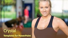  Presentation with fit test - Beautiful slides featuring athletic trainer - portrait of confident fit woman backdrop and a tawny brown colored foreground