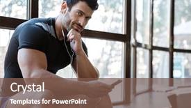  Presentation with black - PPT layouts featuring athletic trainer - smiling sportsman wearing black t-shirt background and a tawny brown colored foreground