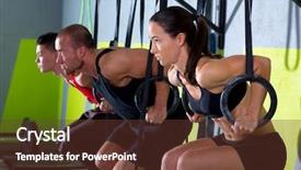  Presentation with dip - Presentation theme having athletic training - dip ring group workout background and a tawny brown colored foreground
