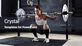  Presentation with press - Cool new presentation design with athletic training - intense workout in dark gym backdrop and a tawny brown colored foreground
