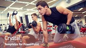  Presentation with flexing - PPT theme enhanced with athletic training - sport fitness lifestyle and people background and a coral colored foreground