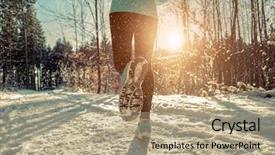 Presentation with winter - Presentation consisting of athletic training - woman running at snowly winter background and a coral colored foreground