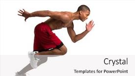  Presentation with african american - Beautiful PPT theme featuring athletic training - young african american athlete sprinting backdrop and a white colored foreground