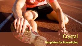  Presentation with treadmill - Audience pleasing PPT theme consisting of athletic training - young athlete stretching backdrop and a tawny brown colored foreground