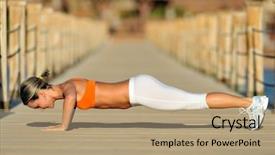  Presentation with summer - Theme featuring athletic training - young woman exercising outdoor background and a coral colored foreground