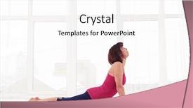  Presentation with strengthening - Beautiful PPT theme featuring athletic woman doing yoga backdrop and a  colored foreground