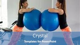  Presentation with gym ball - Presentation with athletic-woman-in-gym-using background and a teal colored foreground