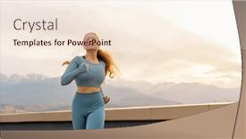  Presentation with running - Slide deck consisting of athletic-woman-is-running background and a  colored foreground