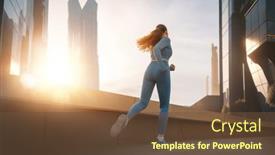  Presentation with running - PPT theme having athletic-woman-is-running background and a  colored foreground