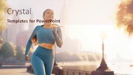  Presentation with running - Presentation design enhanced with athletic-woman-is-running background and a  colored foreground