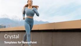  Presentation with athlete track or running track - PPT theme with athletic-woman-is-running background and a  colored foreground