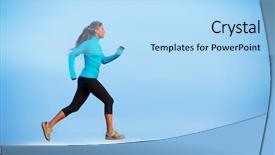  Presentation with training - PPT layouts enhanced with athletic woman jogging outside training background and a light blue colored foreground