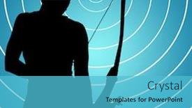  Presentation with archery - Colorful slide deck enhanced with athletic woman practicing archery against blue vignette background backdrop and a teal colored foreground