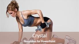  Presentation with solar energy for pumping systems - Theme with beautiful athletic woman pumping up background and a coral colored foreground