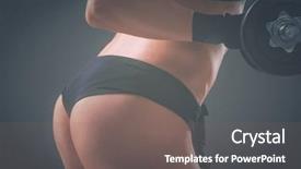  Presentation with solar energy for pumping systems - Audience pleasing slide set consisting of athletic woman pumping up muscules backdrop and a gray colored foreground