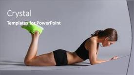  Presentation with solar energy for pumping systems - Beautiful presentation theme featuring athletic-woman-pumping-up-muscules backdrop and a gray colored foreground