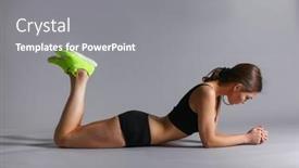  Presentation with athletic injury - Audience pleasing PPT theme consisting of athletic-woman-pumping-up-muscules backdrop and a gray colored foreground