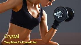  Presentation with brutal strong bodybuilder athletic fitness - Audience pleasing PPT theme consisting of girl oily wet - athletic woman pumping up muscules backdrop and a tawny brown colored foreground