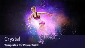  Presentation with woman runner - Audience pleasing PPT theme consisting of athletic-woman-runner-on-colourful backdrop and a navy blue colored foreground
