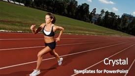  Presentation with athlete track or running track - Audience pleasing theme consisting of athletic woman running on track backdrop and a tawny brown colored foreground