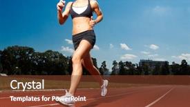 Presentation with running - PPT layouts consisting of athletic woman running on track background and a tawny brown colored foreground