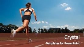 Presentation with athlete track or running track - Theme with athletic woman running on track background and a tawny brown colored foreground