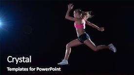  Presentation with running - Presentation theme consisting of athletic woman running onrace track background and a  colored foreground