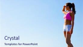  Presentation with complete - Theme featuring athletic woman working out in a meadow from a complete series of photos background and a sky blue colored foreground