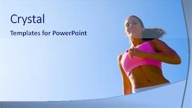  Presentation with complete - Audience pleasing slides consisting of athletic woman working out in a meadow from a complete series of photos backdrop and a light blue colored foreground