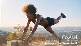  Presentation with los angeles - Beautiful presentation design featuring athletic-young-african-american-woman backdrop and a coral colored foreground