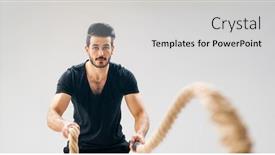  Presentation with crossfit - Colorful presentation design enhanced with athletic-young-man-doing-crossfit backdrop and a light gray colored foreground